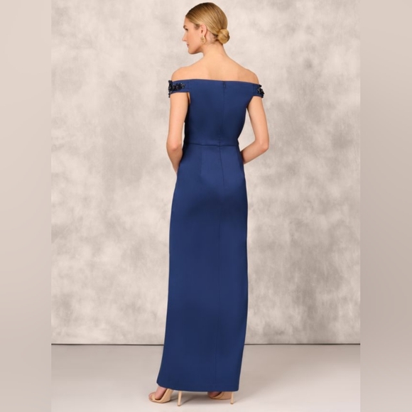 Aidan Mattox- Beaded Off-The-Shoulder Column Gown - Picture 2 of 12